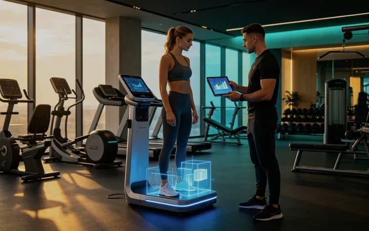 Premium gym assessment zone with NextBody scanner