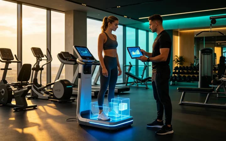 Member body scan session in a premium gym